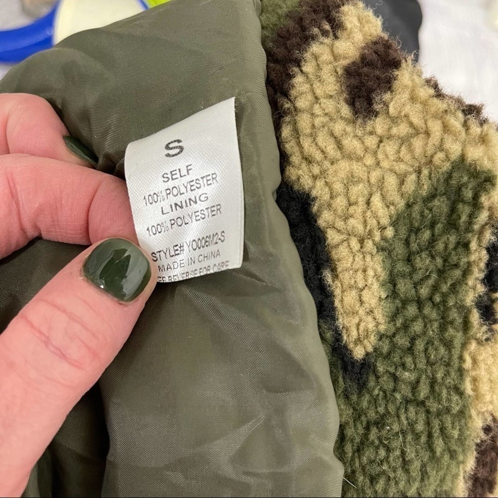 AUDREY Teddy Bear Sherpa HoodedArmy Camo  Jacket NWT - Picture 12 of 12